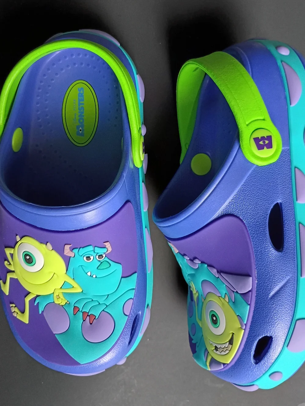 Disney Kids Monsters Slip-On Clogs in Purple & Green